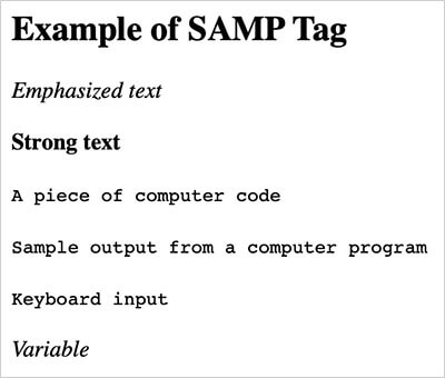 Result - HTML samp tag