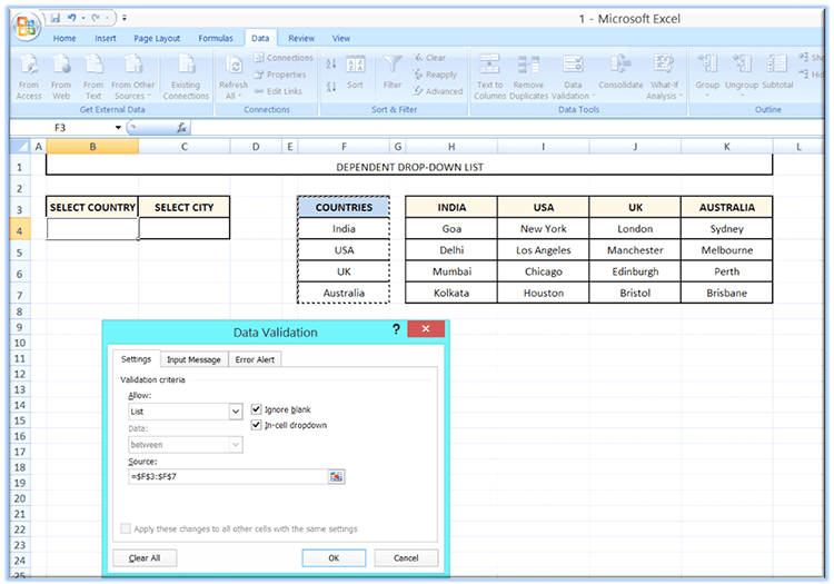 Data Validation in Excel