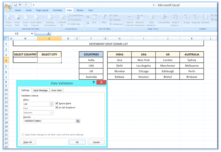 Dependent drop-down list