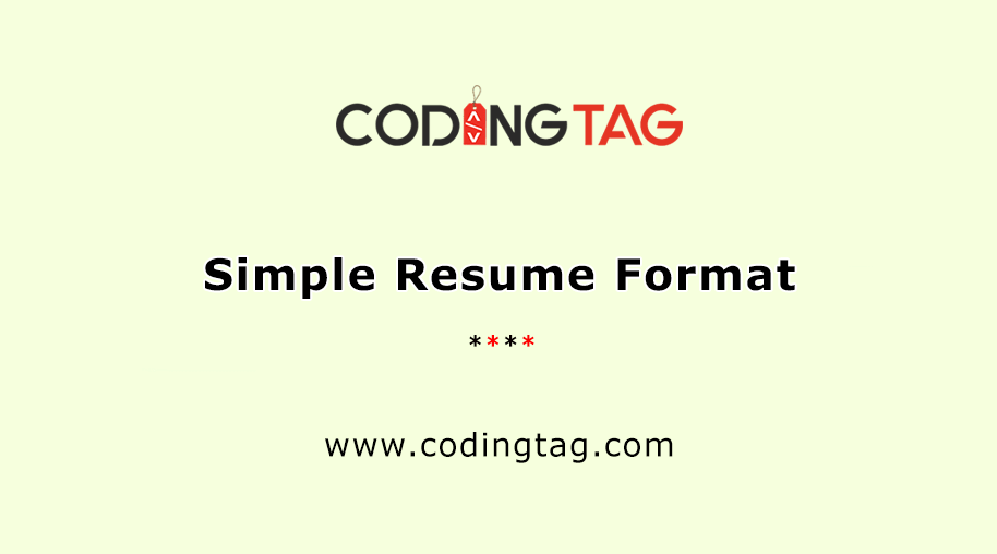 Simple Resume Format