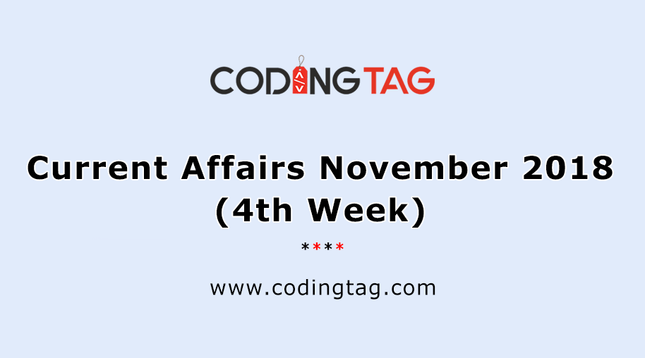 Current Affairs November 2018 (4th Week)