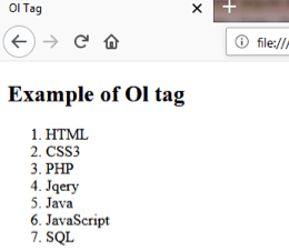 HTML OL <ol> Tag